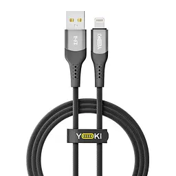 Кабель для заряджання та обміну даними Yoki YK-SO15 SOLID Series USB/Lightning 12W 2.4A/5V 1.2 м Чорний