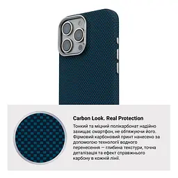Карбоновый чехол для Apple iPhone 16 Pro Max, LikeCarbon2 MagCase, синий, тонкий защитный чехол-панель из поликарбоната с магнитами N52, MagSafe, противоударный, совместим с беспроводной зарядкой, приподнятые края для защиты камеры, ArmorStandart (ARM88593) - мініатюра 7