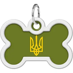 Адресник для собак і котів Waudog Smart ID з QR паспортом Тризуб олива 4х2.8 см - мініатюра 2