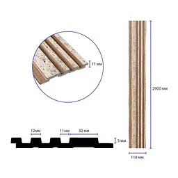 Рейка декоративна Sticker Wall PS 2900х118х11мм Світлий мармур із золотими вкрапленнями SW-00002141- - мініатюра 3