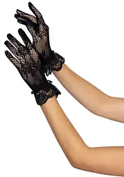 Короткі рукавички Leg Avenue Floral lace wristlength gloves Black - мініатюра 2