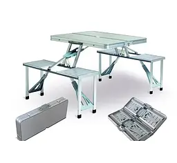 Стол раскладной туристический для пикника с 4 стульями Voltronic YT34 Silver - мініатюра 2