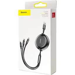 Кабель Baseus Golden Loop 3 in 1 Elastic Cable USB to Type-C/Lightning/MicroUSB 3.5A 1.2m CAMLT-JH01 Black - мініатюра 4