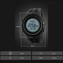 Годинник чоловічий спортивний з компасом Skmei 1254 Compass (Чорний) - мініатюра 3