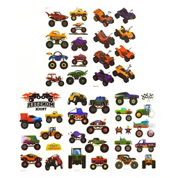 Набір дитячих тимчасових тату «Колеса-монстри №1» set-5-kids-tatto-cars-1