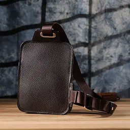 Прямокутна сумка бананка із зернистої натуральної шкіри GRANDE PELLE 22878 коричнева - мініатюра 10