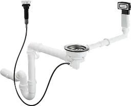 Сифон для мийки з композиту Hansgrohe D16-11 Automatic із переливом на одну чашу Хром 43937000