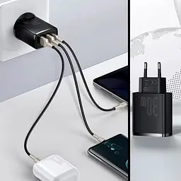 Мережевий зарядний пристрій Baseus Compact Quick Charger 2U+C 30W Black (CCXJ-E01) [73372] - мініатюра 7