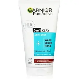 Гель для вмивання, скраб, маска для обличчя Garnier Skin Naturals Чиста шкіра 3в1, 150 мл (C1841807)