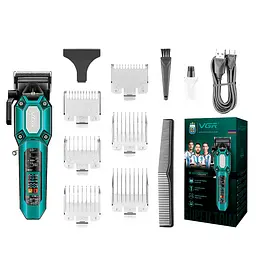 Триммер VGR V-600, 6 насадок, LED-дисплей, 7000 RPM, 2000 mAh, Green