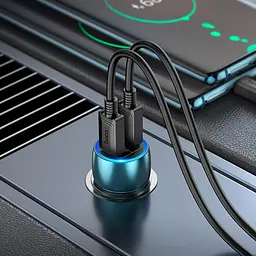 Адаптер автомобільний Tough dual port car charger Z48 2Type-C 40W синій - мініатюра 7