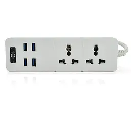 Мережевий фільтр-подовжувач Voltronic Power ТВ07 2 розетки + 4 USB, 2 м, перетин 3×0,75 мм, 2500 Вт, White - мініатюра 1