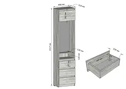 Пенал відкритий з дзеркалом Moreli T-220 500x2117x318 мм Антрацитовий (mo-t220-antracit) - мініатюра 2