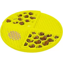 Миска-килимок для собак та котів Waudog Silicone для повільного харчування 211х211х30 мм жовтий - мініатюра 4
