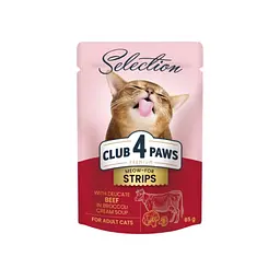 Вологий корм для котів Club 4 Paws Premium смужки з яловичиною у крем супі з броколі 85 г x 12 B5632101 - мініатюра 2