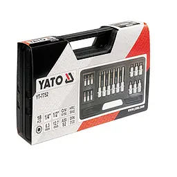 Набір головок торцевих Yato з насадками HEX квадрат 1/2"-1/4" HEX 3-12 мм 18 шт. з кейсом (YT-7752) - мініатюра 5