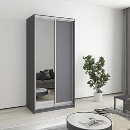 Шафа-купе дводверна MebelStar Стандарт AL ДСП/Дзеркало 100x45x210 см Антрацит (MBS-2360)