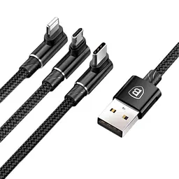 Кабель Baseus MVP Mobile Game Cable USB to Type-C/Lightning/MicroUSB 3.5A 1.2m CAMLT-WZ01 Black