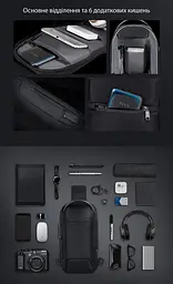 Рюкзак міський Mark Ryden 7116 8л на одне плече, для планшета до 9.7, USB, замок Black (18317) - мініатюра 3