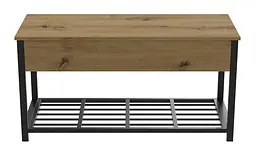 Банкетка з ящиком Ferrum-decor Дрейк 2 550x1200x400 метал Чорний ДСП Дуб Артізан 16 мм (FRD-103071) - мініатюра 4