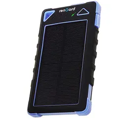 Сонячний power bank зовнішній акумулятор Rengard з сонячною батареєю 8000 мА і ліхтариком USB, блакитний