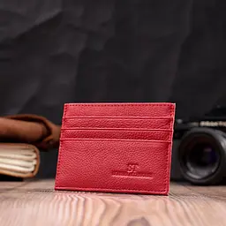 Яскравий кард-кейс із натуральної шкіри ST Leather 22445 червоний - мініатюра 7