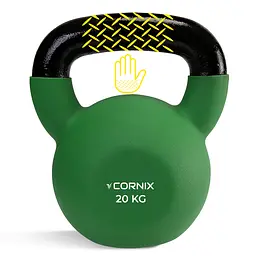 Гиря металева Cornix 20 кг з вініловим покриттям XR-0439 Green/Black - мініатюра 3