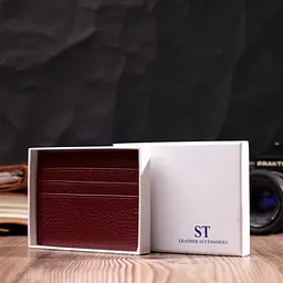 Практичний кард-кейс із натуральної шкіри ST Leather 22446 бордовий - мініатюра 9