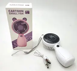 Вентилятор акумуляторний міні з ручкою USB діаметр 6см висота 13см Handy Mini Fan JX-998 білий - мініатюра 2