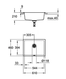 Кухонна мийка Grohe K700U із композиту 31655AT0, Чорний - мініатюра 3