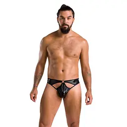 Чоловічі стринги Passion 033 THONG PAUL L/XL Black, під латекс - мініатюра 3