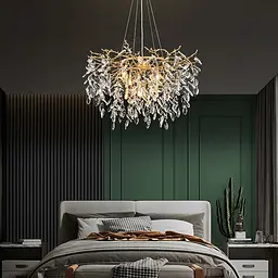 Вишукана золота люстра DIAMINA з кришталевим камінням Арт. 33007 GD Line F
