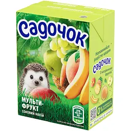 Мультифруктовий соковий напій Садочок з м'якоттю пастеризований  0.2 л (пластикова трубочка) - мініатюра 3