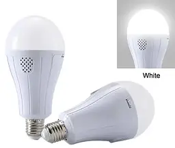 Світлодіодна LED-лампа акумуляторна (знімні 2 × 18650) автономна аварійна 3 режими яскравості 20 W лампочка, цоколь E27 UKC 8440 - мініатюра 3