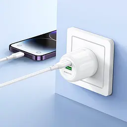 МЗП Borofone BA94A Lustrous PD30W+QC3.0 (1USB-A/1C) White - мініатюра 4