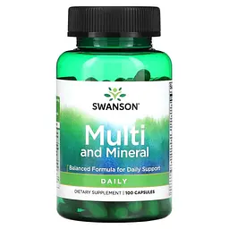 Вітаміни та мінерали Swanson Multi and Mineral Daily, 100 капсул