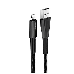 Дата кабель USB 2.0 AM to Lightning 1.0m zinc alloy + led black ColorWay (CW-CBUL035-BK) - мініатюра 3