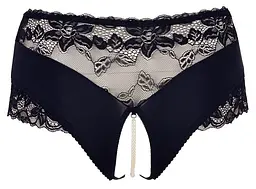 Трусики Cottelli Curves з відкритим кроковим швом та намистинами, 4XL (чорний) - мініатюра 7