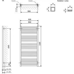 Сушарка для рушників Terma 1185x530 Marlin (WGMAR118053K916SX) - мініатюра 3