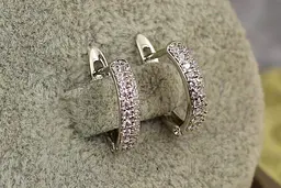 Сережки Xuping Jewelry дві доріжки з фіанітів 1.4 см сріблясті - мініатюра 3