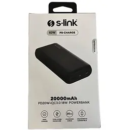 Зовнішній акумулятор (павербанк) S-link PD20W+QC 3.0 Black - мініатюра 2