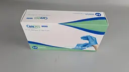 Рукавички одноразові вінілові сині CARE 365, розмір M, 100 шт, неопудрені, для огляду, клінінгу та сервісу - мініатюра 2