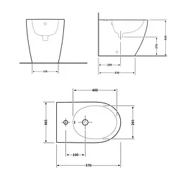 Біде підлогове Qtap Robin 565x360x405 Black matt QT13442141CMB, Чорний матовий - мініатюра 6