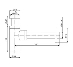 Сифон для умивальника Cersanit Oval Чорний 30412 - мініатюра 2