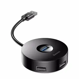Перехідник Baseus Round Box Hub Adapter (Usb 3.0 х 1 / Usb 2.0 х 3 1м) чорний (CAHub-U01) - мініатюра 2
