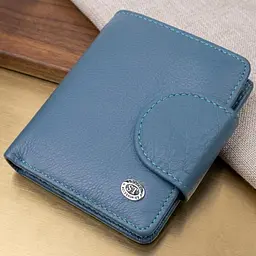 Красиве шкіряне портмоне з монетницею зовні для стильних жінок ST Leather 19457 бірюзове - мініатюра 1