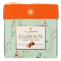 Цукерки Millennium Golden Nuts з начинкою та цілими горіхами 150 г