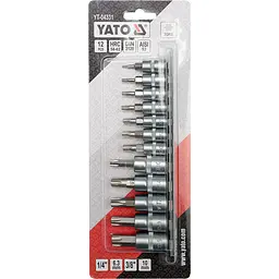 Головки торцеві з насадками Yato TORX Т8-Т30, Т40-Т55, квадрат 1/4", 3/8", набір 12 шт. (YT-04331) - мініатюра 2