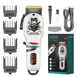 Машинка для стрижки акумуляторна V-699W професійна з LED-дисплеєм, білий VGR HP-V-699W - мініатюра 2