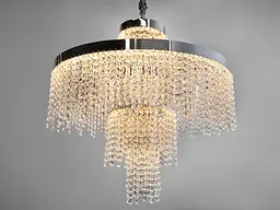 Підвісна кришталева люстра Diasha 376-600CH LED-модель, 125 Вт, діаметр 59 см з ефектним каскадом кристалів